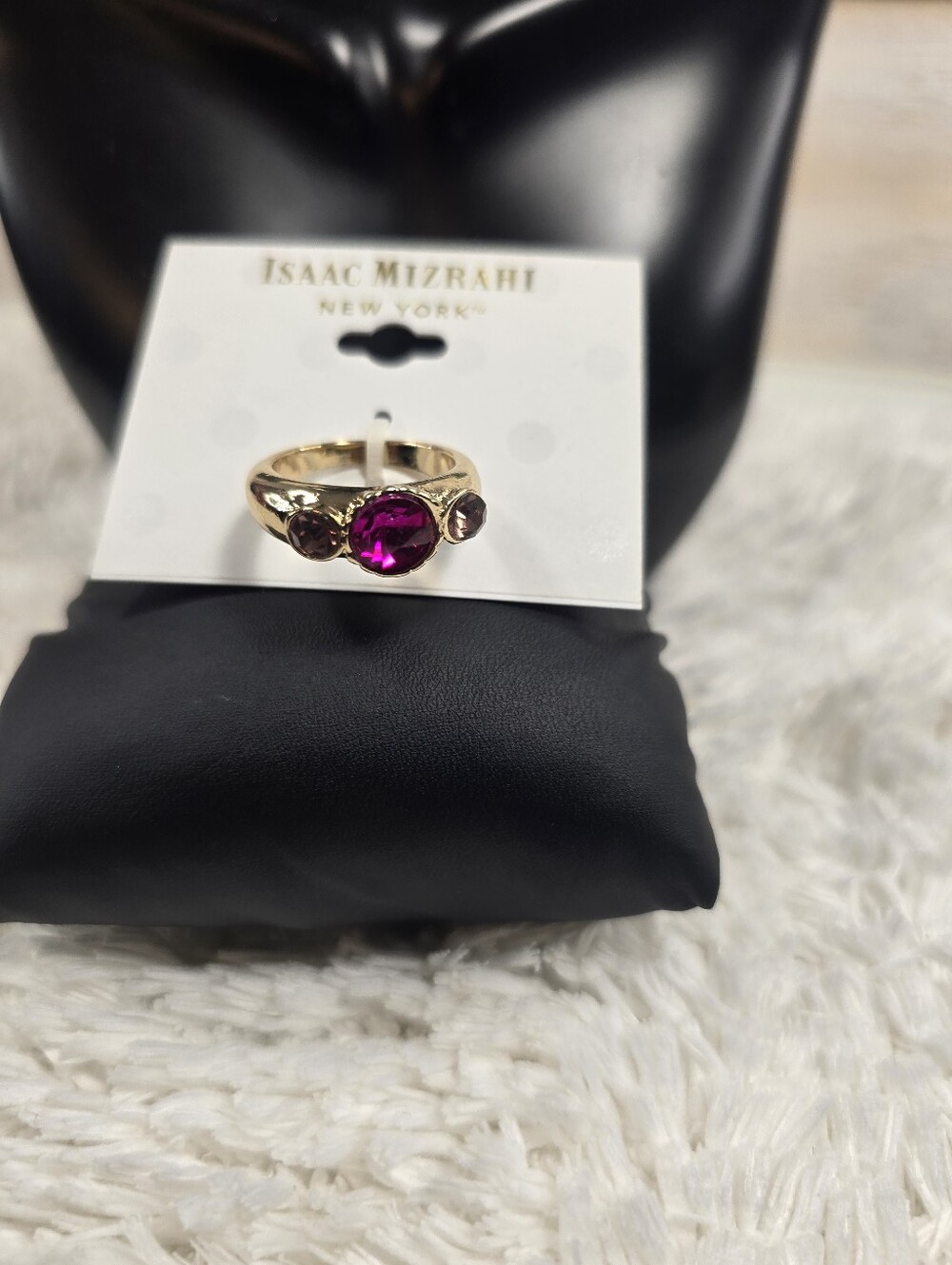 Isaac Mizrahi Ring with Fuchsia Center and Pink Side Stones - Picture 3 of 4